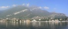 Panorama of the Lake Como coastline in the Italian Alps