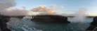 Panorama of Niagara Falls at dusk